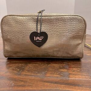 IMO Cosmetic Bag Gold Croc Embossed Makeup Travel Case New‎ With Tags